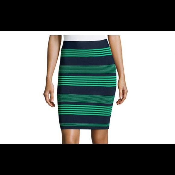 Halston Heritage Mix-Stripe skirt – blue and green - XS - Picture 1 of 8